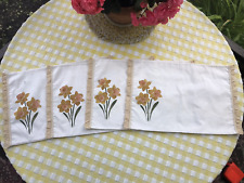 VTG Hand STENCILED PLACEMATS Daffodils Weavers Cloth Lace ?Country Curtains? picture