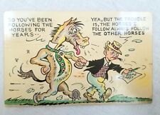 VTG Postcard Gambler and his Horse Posted 1957 with 2 cent Stamp Photochrome picture