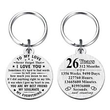 26th Anniversary Keychain Gifts, Steel Engraved 26 Year Anniversary  picture