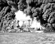 USS WEST VIRGINIA BURNS AS JAPANESE ATTACK PEARL HARBOR - 8X10 PHOTO (YW015) picture