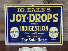 Original Antique Dr. Haile's JOY-DROPS Medicine Cardboard Store Display vtg SIGN picture