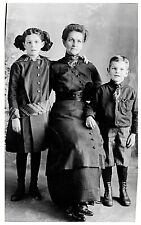 RPPC Family Portrait Mother with her 2 children Real Photo Postcard  picture