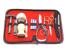 9pcs Professional Mens Grooming Kit Scissors Razors Hair Removal W/ZIPPER CASE picture