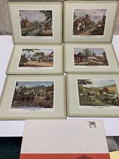 Set 6 Vtg Pimpernel English Villages De Luxe Placemats 12” X9” Cork Back In Box picture