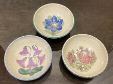 Set of 3 pcs Vintage Nostalgic Collectible Small Bowls Flowers, 1970s picture