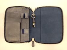 Galen Leather Zippered A5 Notebook Folio Crazy Horse Navy Blue *Missing Insert* picture