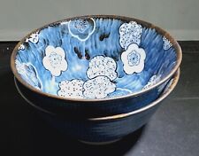 Hiriji Gama Vtg Japanese Bluel & White Bowls Stamped Lot Of 2 picture