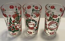 Hazel Atlas Merry Christmas Happy New Year Vintage Christmas Glasses Lot Of 3 picture