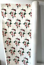 Vintage General Store Wrapping Paper 1970’s MCM Christmas Stocking Poinsettias picture
