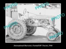 OLD HISTORIC PHOTO OF INTERNATIONAL HARVESTER FARMALL HV TRACTOR c1946 picture