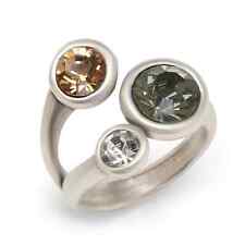 Adjustable Handmade Brass Silver Plated Ring with Swarovski Crystals picture