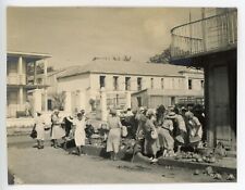 1954 Photo Guadeloupe Caribbean Street Market Native People Buildings picture