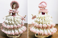 Bediu Capodimonte Lace Doll Parasol Figurine Rose Flower Porcelain Antique Italy picture
