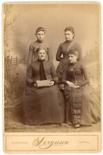CIRCA 1880'S CABINET CARD Beautiful Mother & 3 Daughters Ferguson Clinton, IA picture