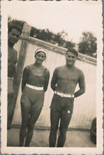 1930s Shirtless Guy Trunks Bulge Beefcake Man Pretty Girl In Bikini Vtg Photo picture