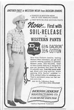 Dickson Jenkins Manufacturing Co Soil-Release Western Pants Vintage Print Ad picture