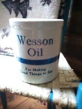 Vintage Wesson Oil  For Making Good Things to Eat stoneware utensil crock picture