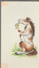 HAPPY BIRTHDAY Cute Horse Sipping Drink 7x11.5