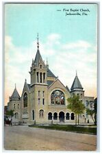 c1910's First Baptist Church Building Tower Dirt Road Jacksonville FL Postcard picture