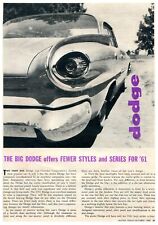 1961 DODGE POLARA INTRODUCTION 3 page ARTICLE picture