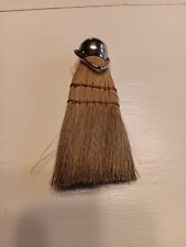 Vintage Small Hand Whisk Broom With  Chrome Top And Ring To Hang picture