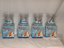 Set Of Four Vintage Russ Splashes Nautical Tumblers Beach Sailboat Themed picture