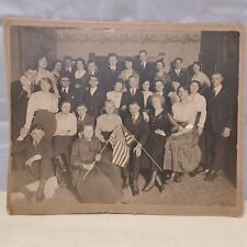 Antique Patriotic Family Photo Flags 8x10 Group Photo Early 1900s picture