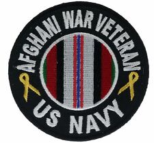 Afghani War Veteran Navy Round 3 Inch Black Patch IVdisc F2D7B picture