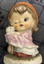 Vintage Adorable 4.5” Bisque Porcelain Figure - Girl with Puppy picture