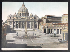 Rome Italy St Peter's Square Vatican Basilica Large Lithograph Photo Card 9.25x7 picture