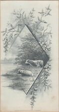1880 Victorian Trade Card-Peterboro High School Commencement-Cows in Marsh picture
