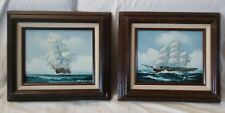 Vintage Mid Century Sailing Ships Nautical Original Oil Paintings by Robinson picture
