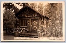 Postcard 1920s Big Bear Lake Bartletts Camp Young Bear Log Cabin RPPC     G 6 picture