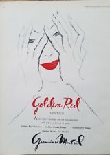 1948 Germaine Monteil golden red lipstick lips vintage cosmetic ad picture