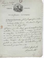 Charles Lambrechts signed letter - Liberté, égalité letterhead French Rev. 1801 picture