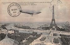 Vintage  1910 Le Dirigeable Militaize LA REPUBLIQUE in Paris Eiffel Tower  picture