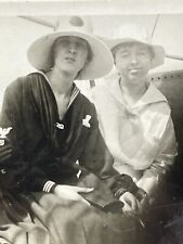 SA Photograph Two Unattractive Ugly Women On Boat Ship Ride 1910-20's  picture