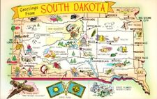 Postcard, Greetings from South Dakota, South Dakota Map picture
