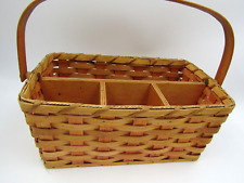 Basket Wicker Woven Handmade handle Picnic Divider Amish Farms Hershberger USA picture