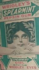 1911 WRIGLEYS CHEWING GUM FRAMED WRIGLEY EYES GIRL 17 x 13,FREE SHIPPING  picture