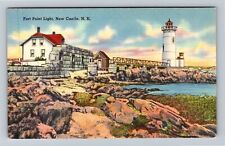 New Castle NH-New Hampshire, Fort Point Light, Lighthouse Vintage Postcard picture