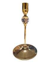 Vintage Valerio Albarello Gold Plated Brass Candlesticks Swarovski Crystal Balls picture