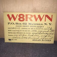 VINTAGE HAM RADIO -QSL CARD- 1938 Mayfield, New York￼. picture