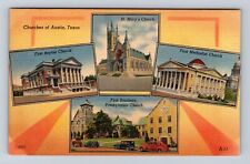 Austin TX-Texas, Churches of Austin Texas, Antique Vintage Souvenir Postcard picture