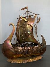 Vintage Metal Viking Sailing Ship,Brutalist Sculpture,Island,Beach,Cottage Decor picture