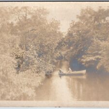 c1900s UDB Outdoor Men Boat Fishing Nature Unposted Real Photo Postcard Old A214 picture
