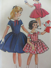 Vintage 50's McCall's 4346 CONTRAST COLLAR DRESS Sewing Pattern Girl Child Sz 6 picture