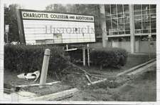 1981 Press Photo Charlotte Coliseum Sign Damaged in Traffic Accident - afa43675 picture