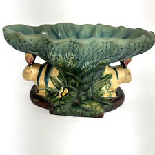 Vintage Reproduction Of Minton Majolica Twin Rabbit Pedestal Bowl Compote picture