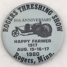 Rogers Threshing Show Vintage Pin Button 1980 Minnesota 10th Anniversary picture